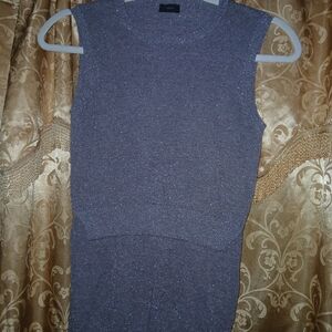 Joseph Metallic Knit Top in Silver